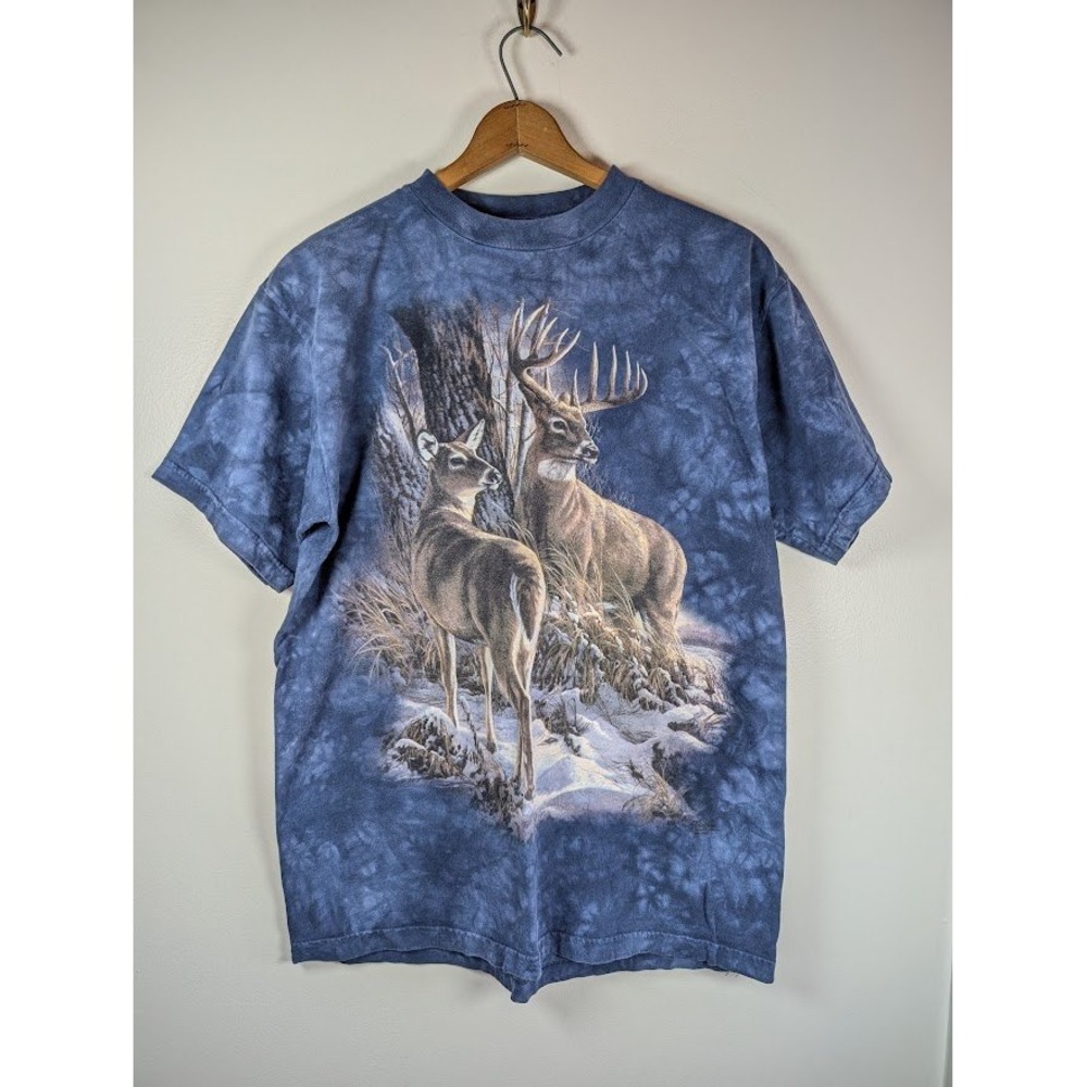 Vintge 90s Y2K The Mountain T Shirt Men's Size Large‎ Whitetail Deer Buck Nature